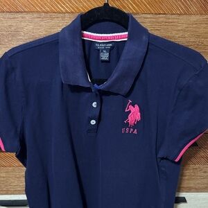 U.S. Polo Assn. Women’s Navy Blue and pink Polo Shirt